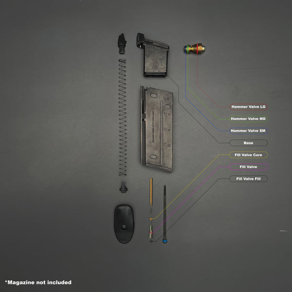 Tokyo Marui FN57 Magazine Rebuild Kit - Color-Coded O-Ring Replacement Kit for Green Gas GBB Pistols