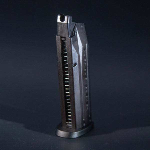 Front view of Tokyo Marui M&P9 green gas airsoft magazine