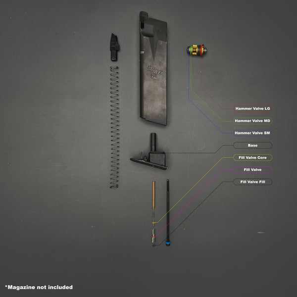Exploded parts diagram for disassembling Tokyo Marui P226 E2 green gas magazine