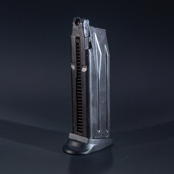 Front view of Tokyo Marui USP Compact green gas airsoft magazine