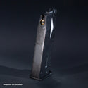 Side profile of WE M92 airsoft green gas magazine