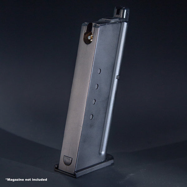 Rear view of Desert Eagle green gas magazine compatible with AW Custom, WE, and Cybergun models