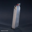 Rear view of EMG Hudson H9 and AW Custom TB series green gas airsoft magazine