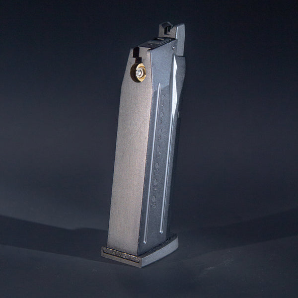 Rear view of WE Big Bird green gas airsoft magazine