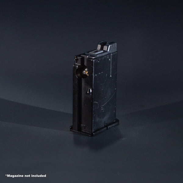Rear view of WE M712 green gas airsoft magazine