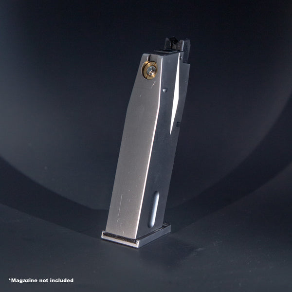Rear view of WE M92 Mini green gas airsoft magazine