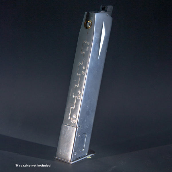 Rear view of WE P-Virus green gas airsoft magazine